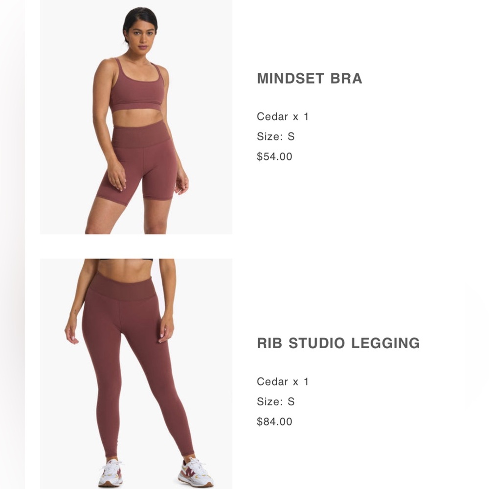 Vuori Rib Studio Legging + Mindset Bra 2 pc Set (Cedar / Rust)